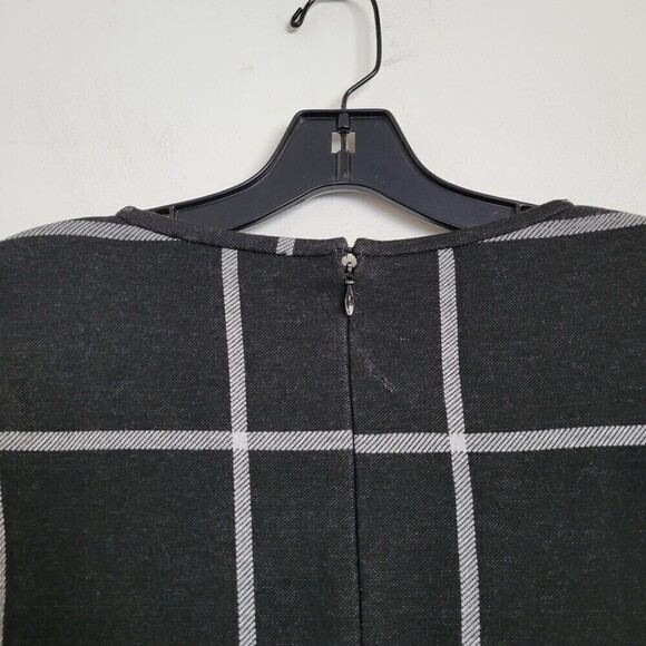 Slate & Willow Black Gray Plaid Stripe Long Sleeve Knit Mini Shift Dress Size XS - Picture 6 of 14